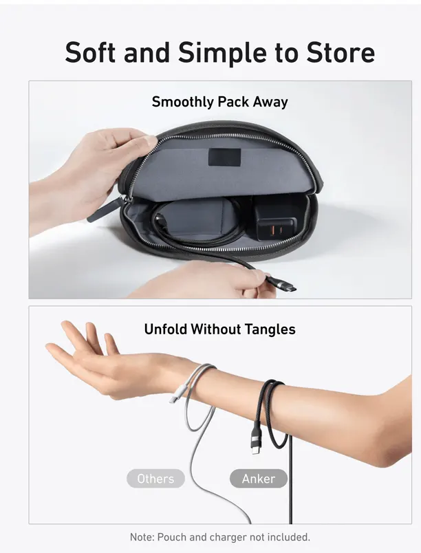 كابل شحن أنكر ، من Type - C إلى لايتنينج ، 60 وات ، 1.8 متر ، اسود ، A82B2012