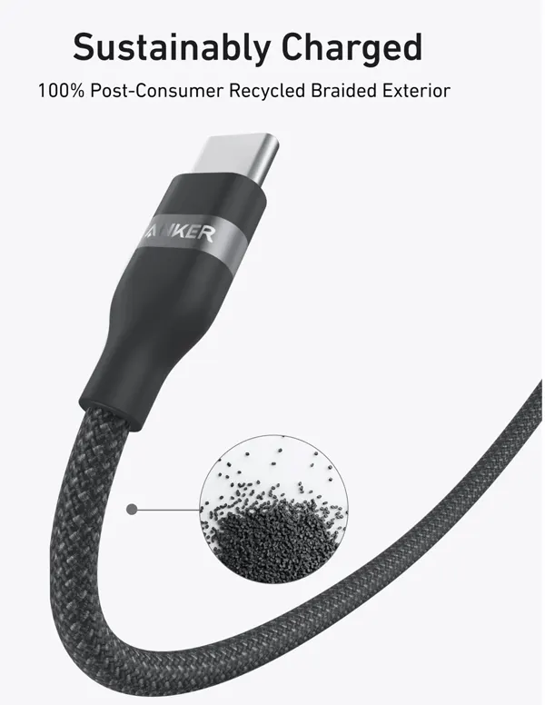 كابل شحن أنكر ، من Type - C إلى لايتنينج ، 60 وات ، 90 سم ، اسود ، A82B2011