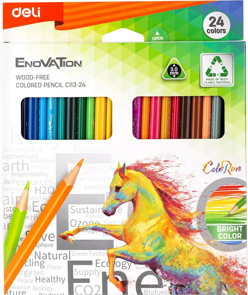 Deli Wooden Color Box, 24 Colors, C113-24