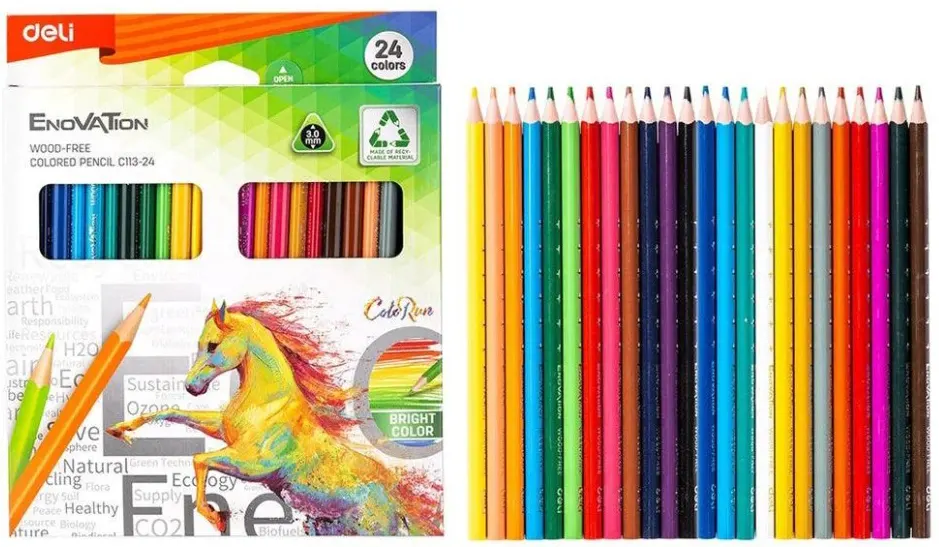 Deli Wooden Color Box, 24 Colors, C113-24