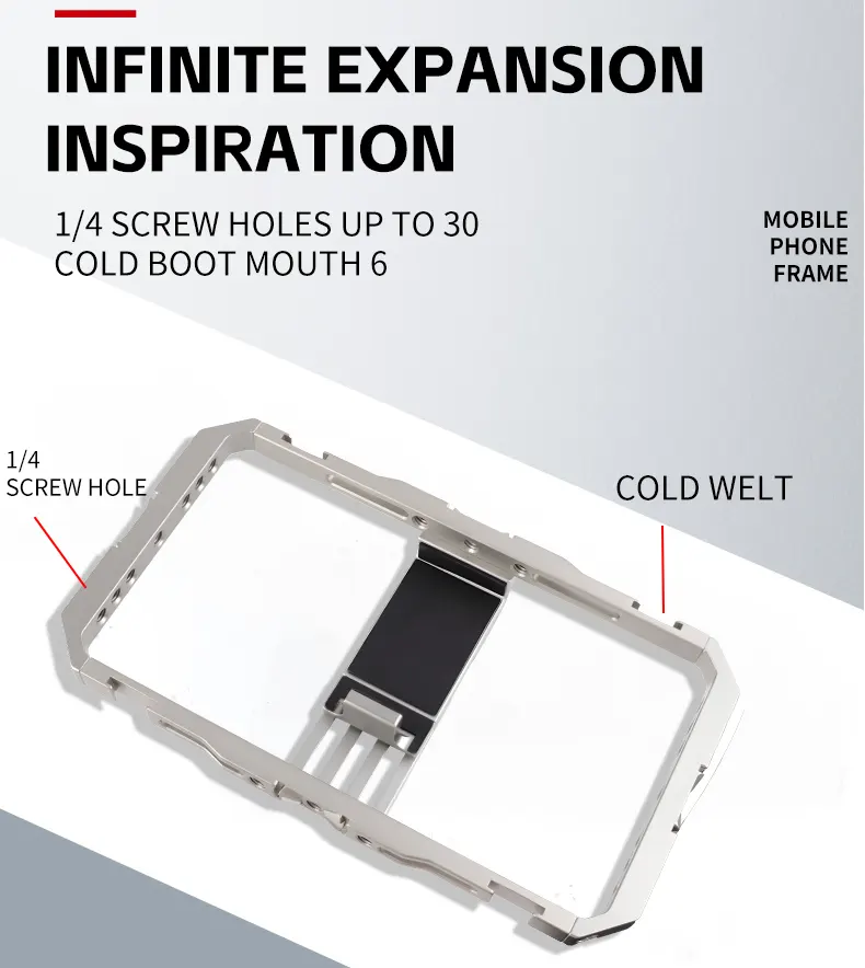 حامل هاتف للتصوير من جينيرال مع قبضتين، إمكانية التصوير الرأسي والأفقي، 30 فتحة برغى ¼ بوصة، معدني ، فضي، GC072
