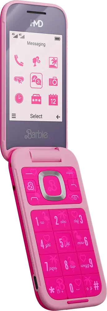 هاتف اتش ام دي باربي ثنائي الشريحة، ذاكرة داخلية 128 ميجابايت، رامات 64 ميجابايت، يدعم شبكة الجيل الرابع LTE، لون بينك