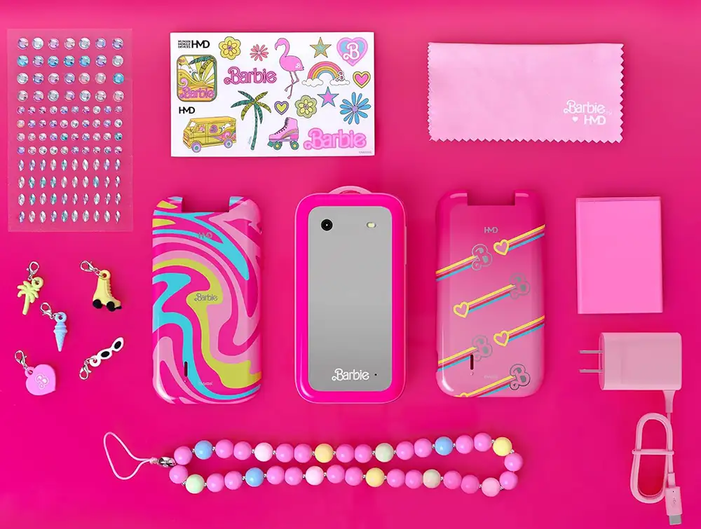 هاتف اتش ام دي باربي ثنائي الشريحة، ذاكرة داخلية 128 ميجابايت، رامات 64 ميجابايت، يدعم شبكة الجيل الرابع LTE، لون بينك