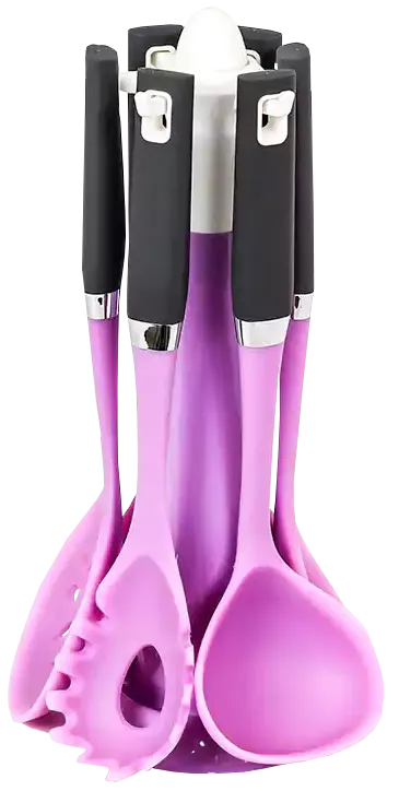 طقم توزيع طعام سيليكون بيد سيليكون 6 قطع - ألوان متعددة