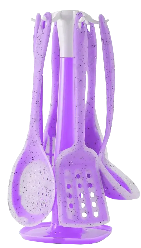 طقم توزيع بالحامل سيليكون بيد سيلكون، 7 قطع ،موف gw8 l5