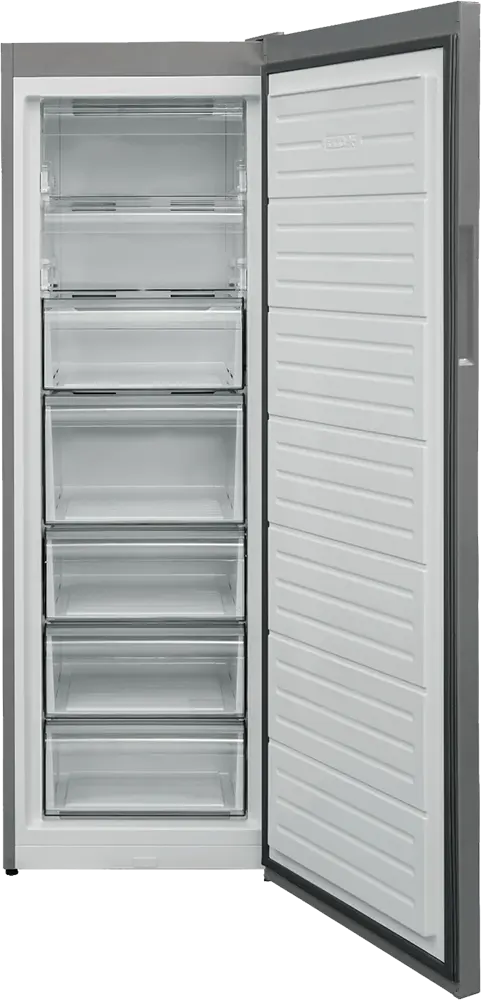 Passap No Frost Upright Freezer, 7 Drawers, Digital Display, Stainless Steel, Silver, Model VFV380