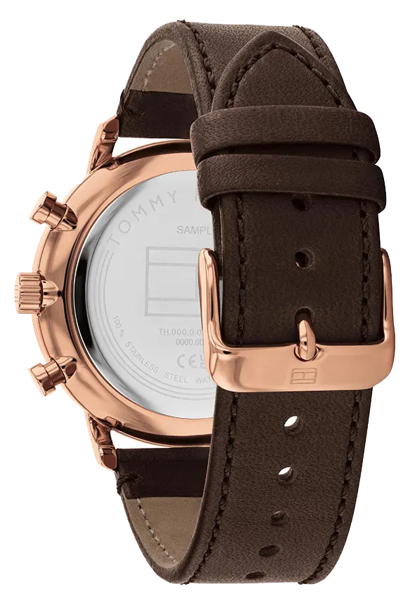 ساعه تومي هيلفيغر رجالي، عقارب سوار جلد ، بني, 1710566