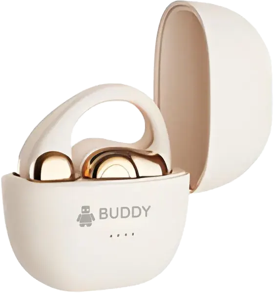Buddy X1 Flip Wireless Earphones, Bluetooth 5.2, 400mAh Battery, 10 Hours Playtime, Beige