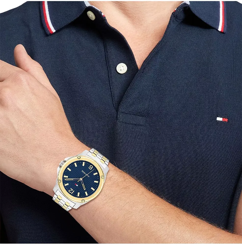Tommy Hilfiger Men's Watch, Blue Dial, Round Hands, Silver Stainless Steel Band, 1710507