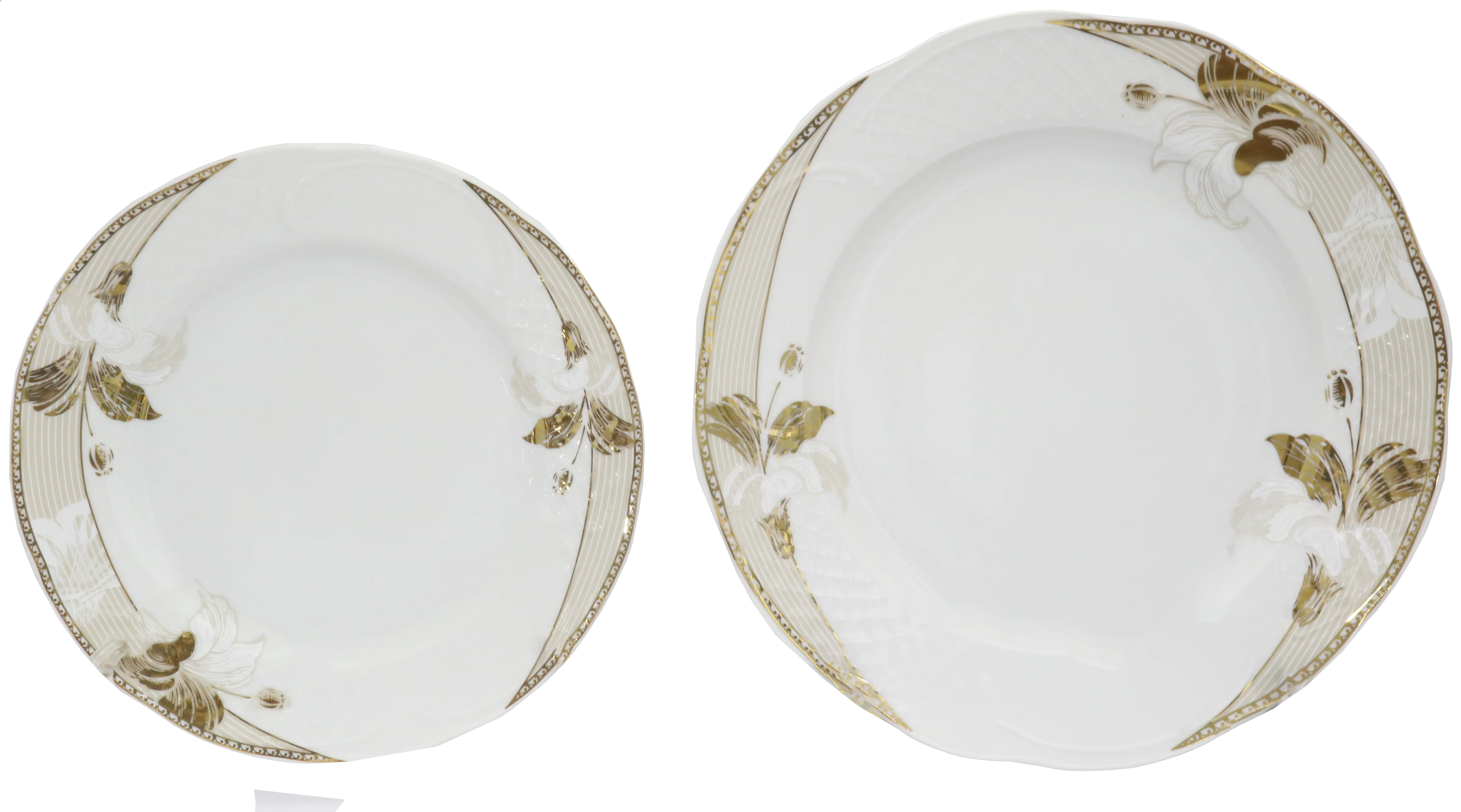 طقم صيني مدور، ابيض في جولد ، 112 قطعة