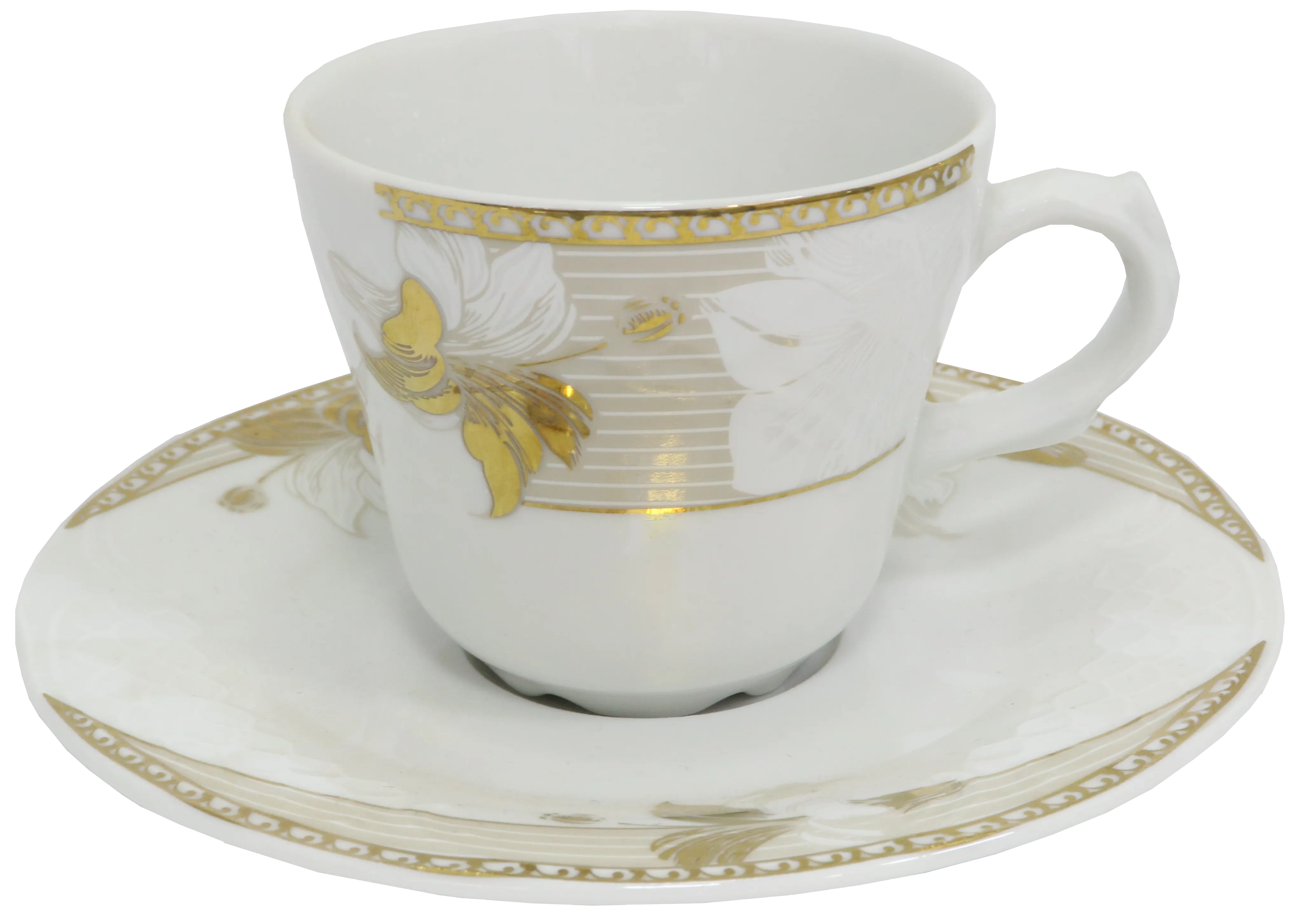 طقم صيني مدور، ابيض في جولد ، 112 قطعة