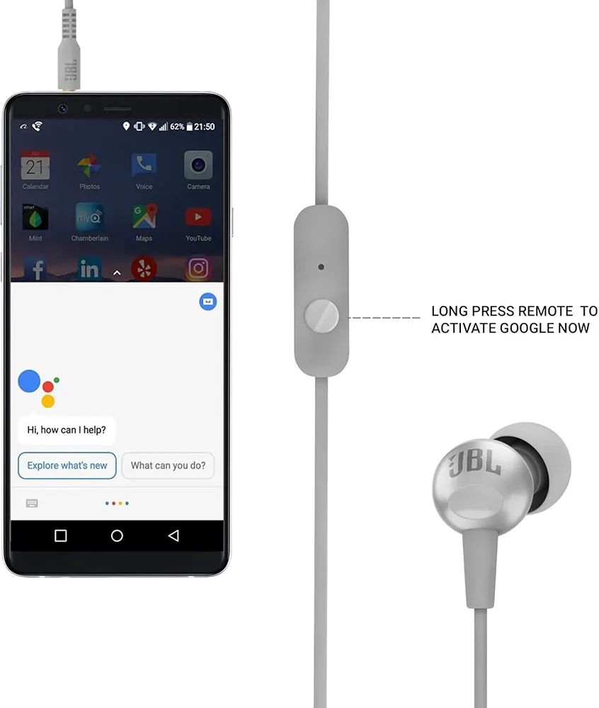 JBL  Wired Earphone, 3.5mm jack, Grey, C200SI