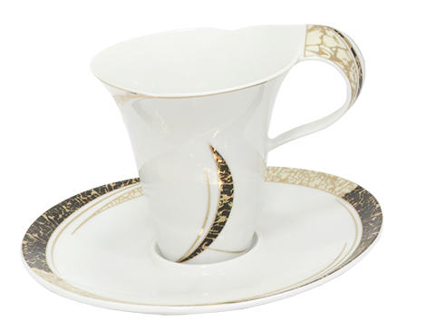 طقم صيني سفره انفينتي جولد سبلاش ، 124قطعة ، ابيض