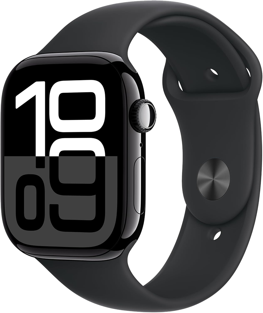 ساعة ابل الذكية سيريس 10، شاشة OLED حجم 46 ملم ، تدعم GPS ، مقاومة للماء IP6X ، هيكل من الألومنيوم ، أسود ، A2999