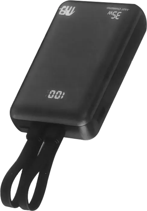 باور بانك ناين ديو، 10000 مللي أمبير-ساعة، 35 وات، شحن سريع، مدمج بخطين، أسود