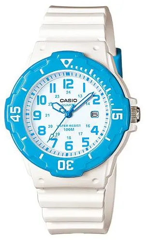 Casio Women's Watch, Round Hands, White Dial, White Resin Band, LRW-200H-2BVDF