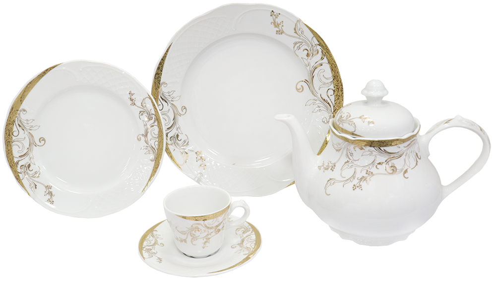 طقم صيني سفره ريسمندور ، 112قطعة ،  ورود ماربيلا دهب