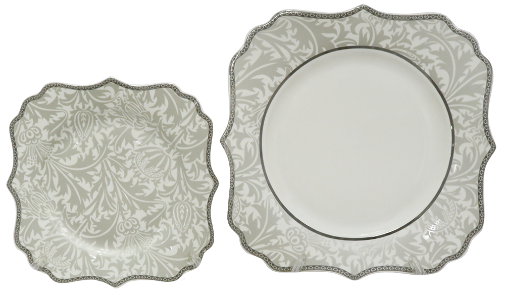 طقم صيني كينج مربع ، ابيض في جراي ، 111 قطعة ، LM-06 + مروحة استاند تورنيدو، 16 بوصة، أسود ، TSF-16W