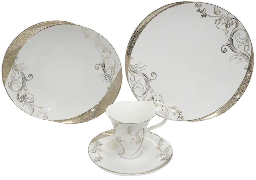 طقم صيني  سفره انفينتي ماربيلا بلاتين ، 124قطعة + كبه فريش، 700 وات، 2 لتر، أسود، CH-700AS