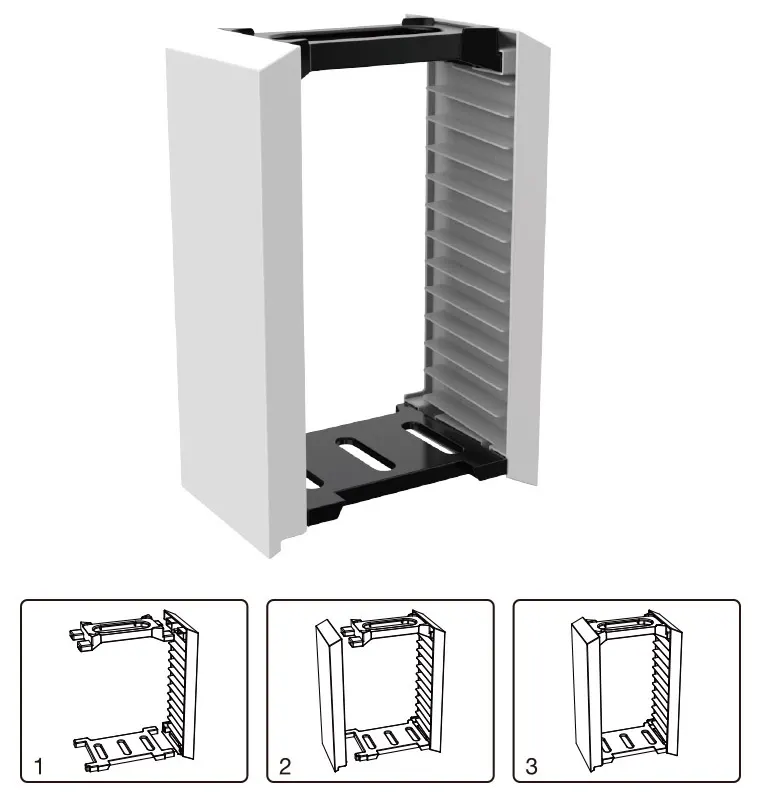 Dobe Game Disc Organizer For Game Card Box, Easy to Install and Remove, Holds 12 Discs, White, TP5-0520