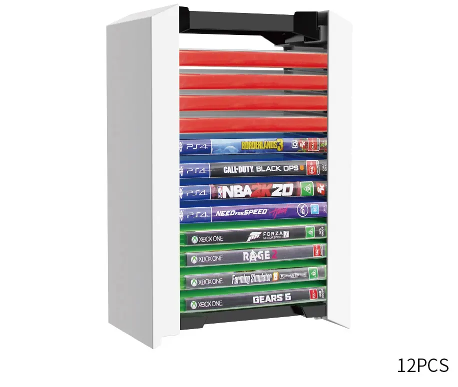 Dobe Game Disc Organizer For Game Card Box, Easy to Install and Remove, Holds 12 Discs, White, TP5-0520