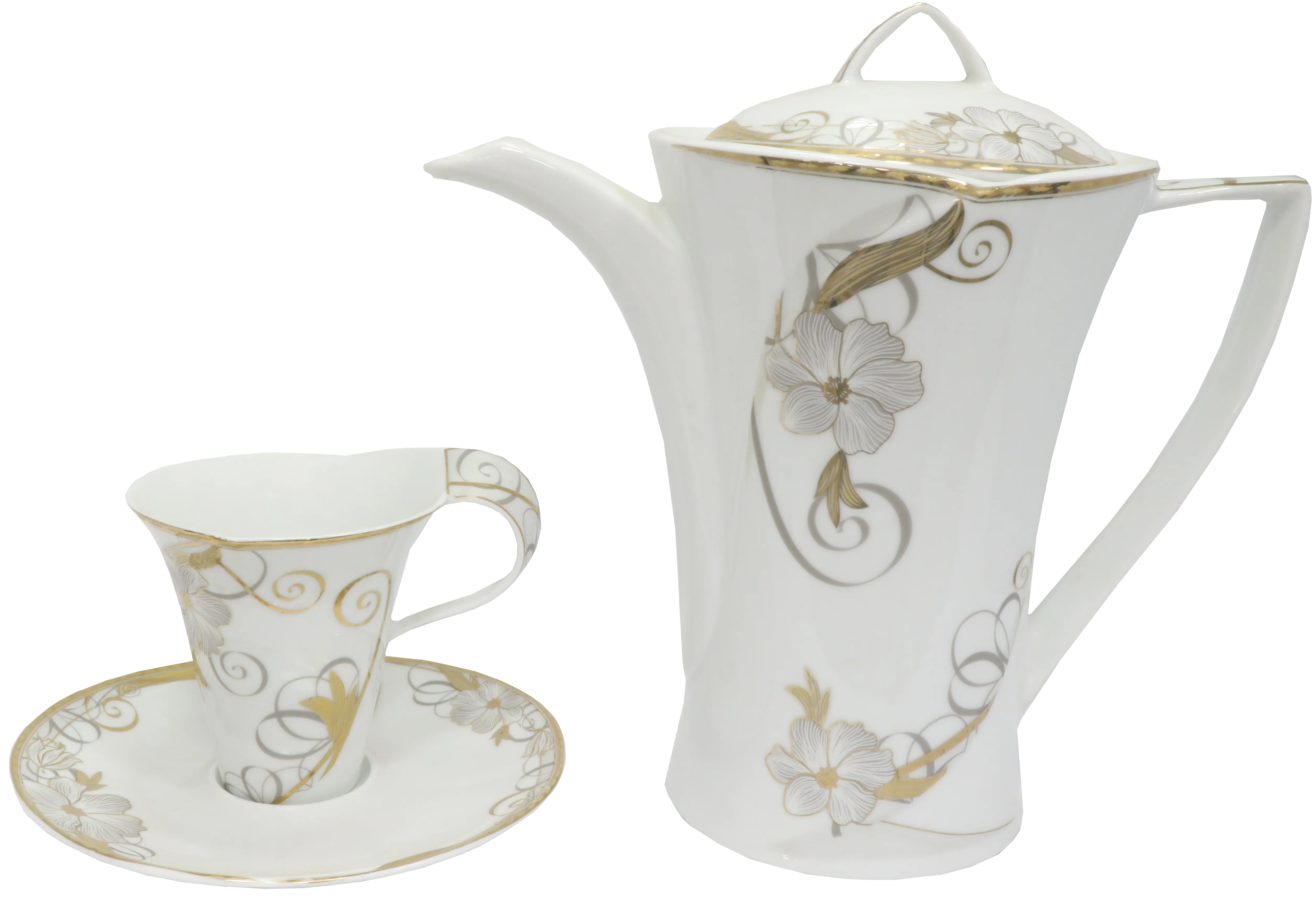 طقم صيني انفينتي فلوريدا ابيض في جولد ، 124 قطعة