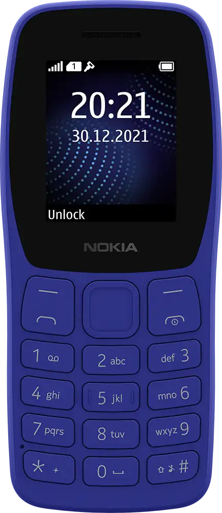 موبايل نوكيا 105، ثنائي الشريحة، ذاكرة داخلية 4 ميجابايت، رامات 4 ميجابايت، شبكة الجيل الثاني، أزرق