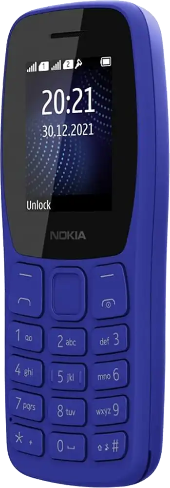 موبايل نوكيا 105، ثنائي الشريحة، ذاكرة داخلية 4 ميجابايت، رامات 4 ميجابايت، شبكة الجيل الثاني، أزرق