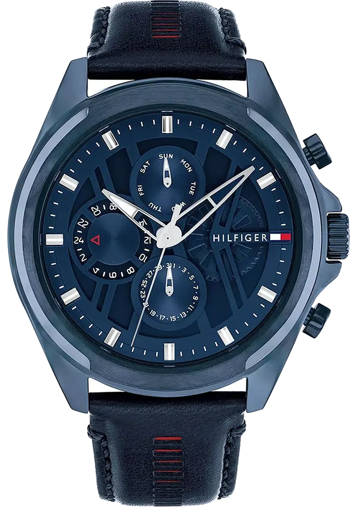 ساعه تومي هيلفيغر رجالي، مينا ازرق داكن، عقارب، سوار جلد ازرق داكن, 1710655