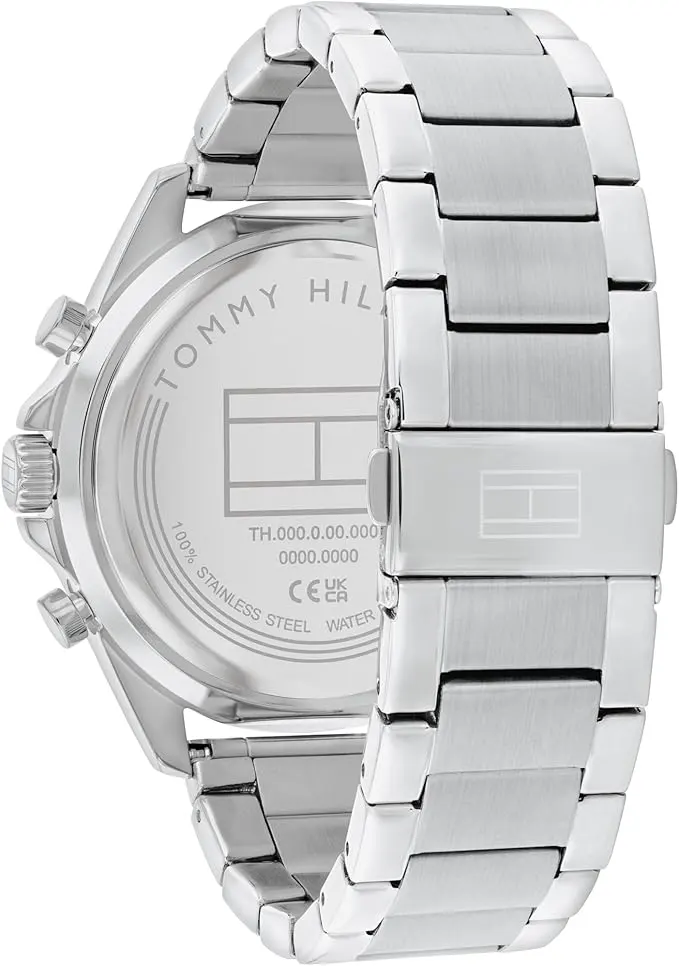 Tommy Hilfiger Men's Watch, Navy Blue Dial, Round Hands, Silver Stainless Steel Band, 1710656