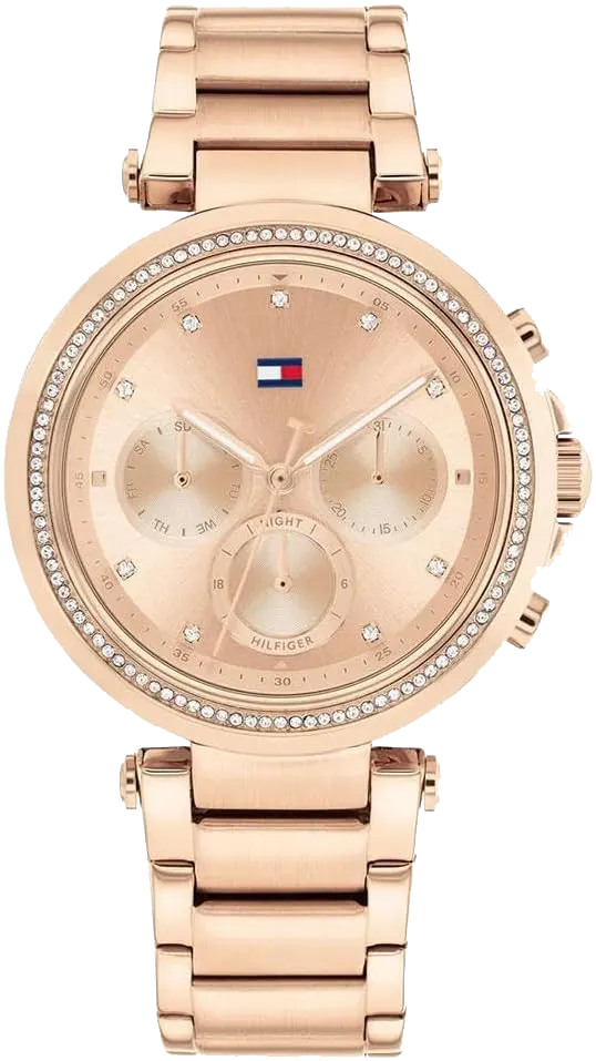 Tommy Hilfiger Women's Watch, Rose Gold Dial, Round Hands, Rose Gold Stainless Steel Band, 1782705