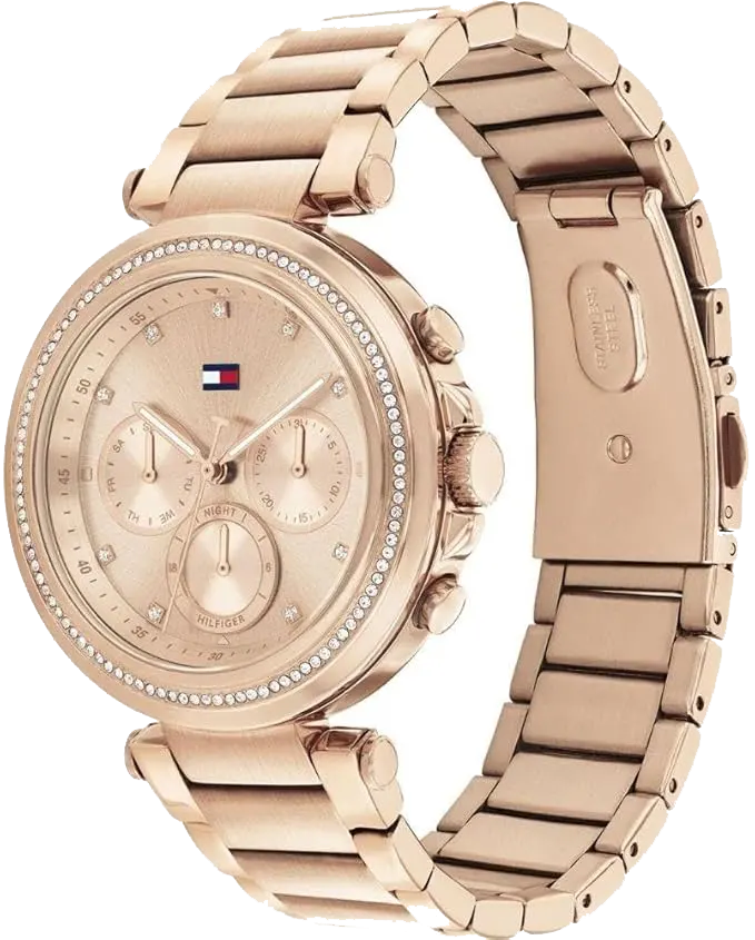 Tommy Hilfiger Women's Watch, Rose Gold Dial, Round Hands, Rose Gold Stainless Steel Band, 1782705