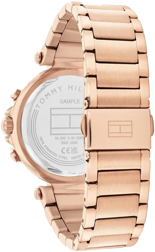 Tommy Hilfiger Women's Watch, Rose Gold Dial, Round Hands, Rose Gold Stainless Steel Band, 1782705