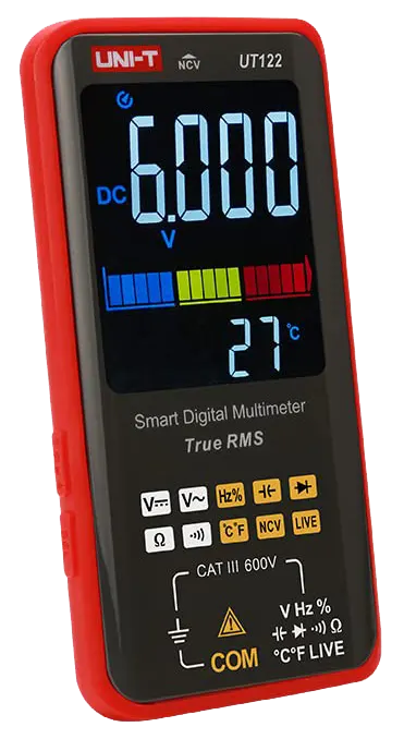 Uni-T Multimeter, 600V, LCD Display, Red, UT122