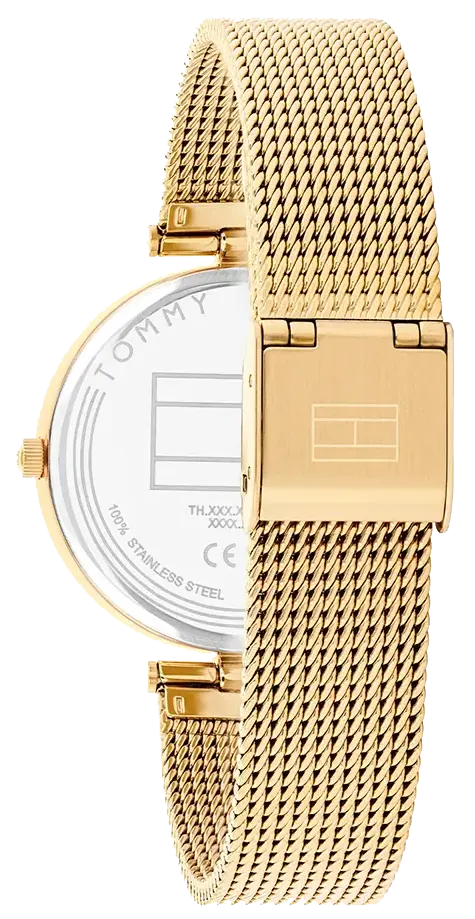 Tommy Hilfiger Women's Watch, Silver Dial, Round Hands, Gold Stainless Steel Band, 1782805