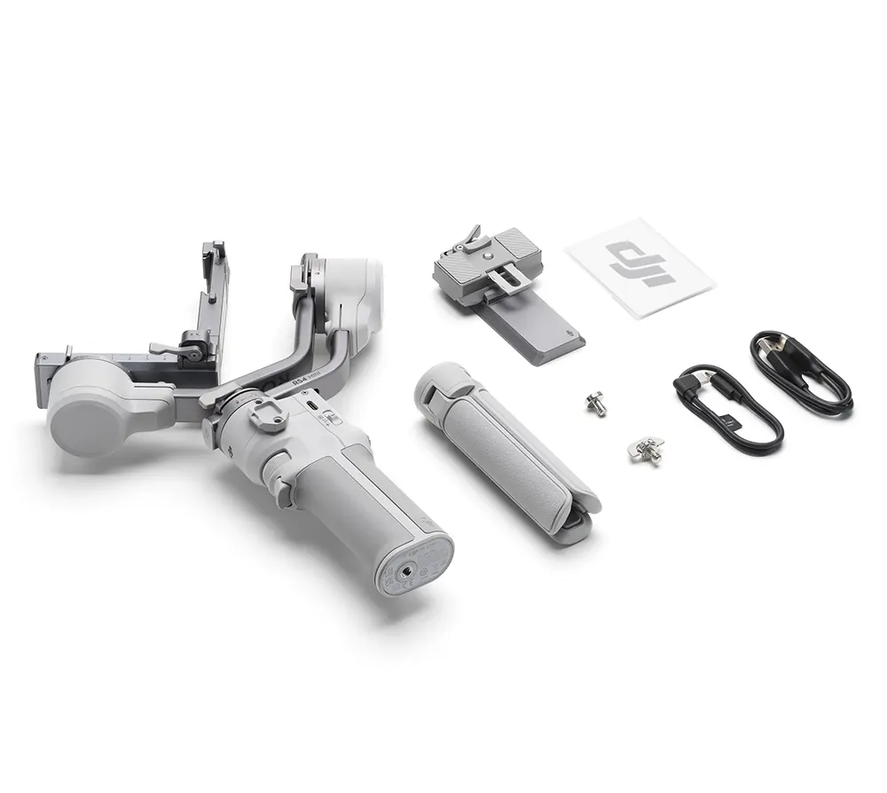 جيمبل دي جيه اي RS 4 MINI، ملائم للكاميرا والهاتف، 3 محاور، قفل محاور آلي من الجيل الثاني، تتبع ذكي، توازن معزز بالتيفلون، شاشة ديجيتال