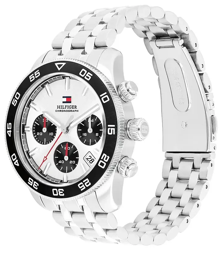 Tommy Hilfiger Men's Watch, Silver Dial, Round Hands, Silver Stainless Steel Band, 1792214