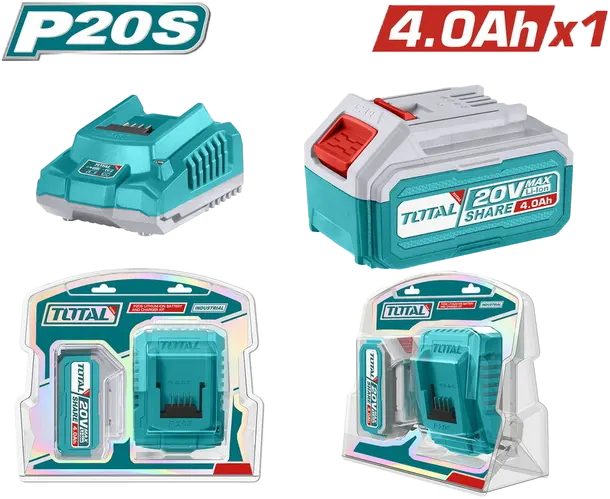 Total Tools Battery and Charger Kit, 1 Lithium-Ion Battery and Charger, 4Ah, 20V, TFBCPK1214