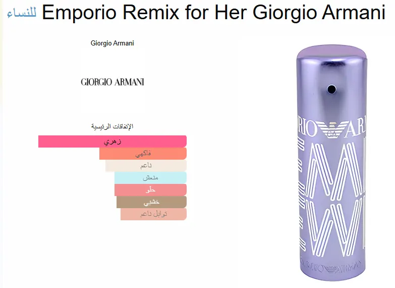 عطر امبوريو ريمكس فور هير من جورجيو ارماني للنساء او دي برفان، 100 مل