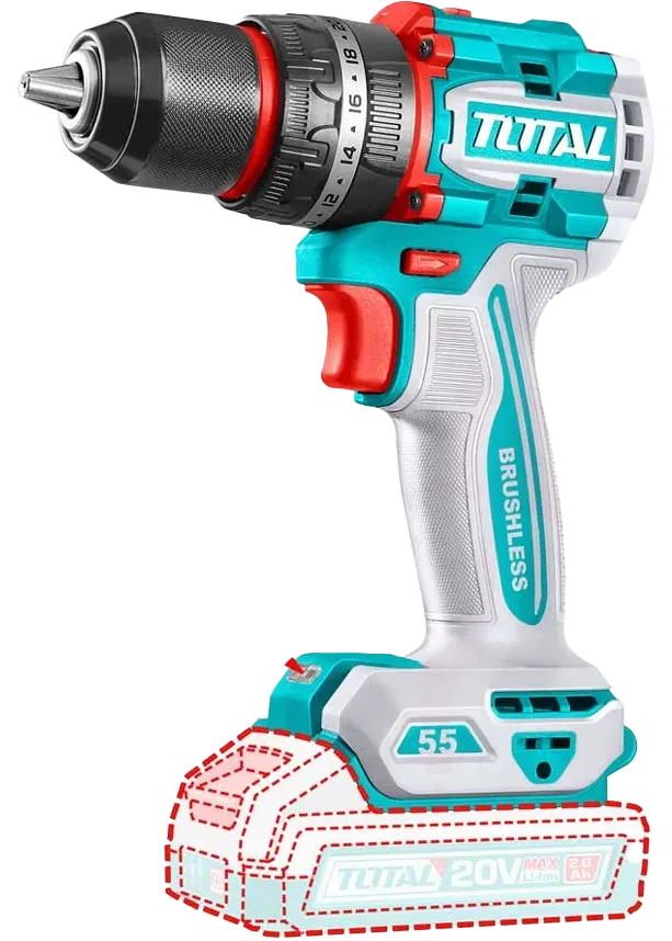 Total Tools Impact Drill, 20V, 55Nm, without battery and charger, TIDLI205581