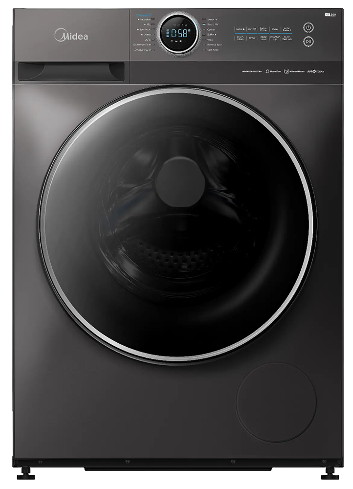 Midea Full Automatic Washing Machine, Front Load, 9 Kg, 1400 RPM, Digital Screen, Inverter Technology, Grey, MF200W90B-T TC (Miraco Warranty 19111)