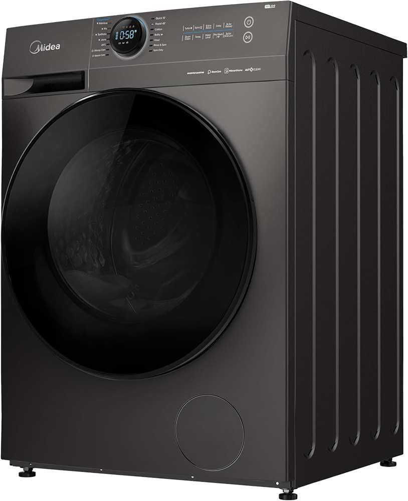 Midea Full Automatic Washing Machine, Front Load, 9 Kg, 1400 RPM, Digital Screen, Inverter Technology, Grey, MF200W90B-T TC (Miraco Warranty 19111)
