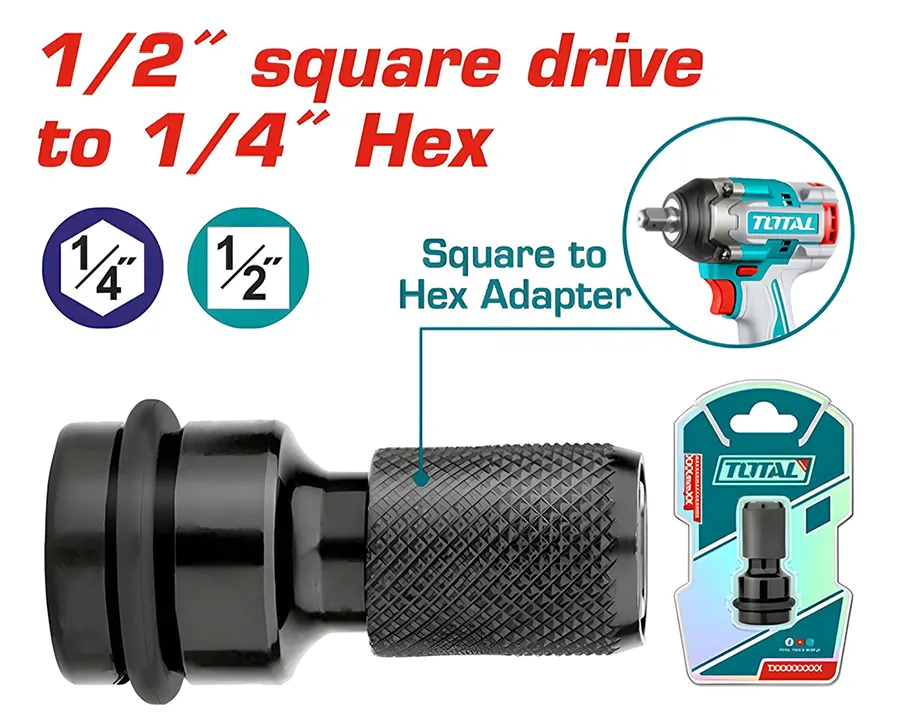 وصلة تحويل توتال تولز ، 1-2 بوصة الي 1-4 بوصة ، اسود ، TAC60501