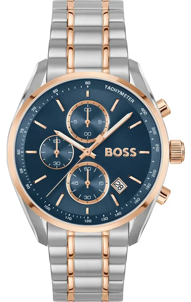 ساعة هوغو بوس رجالي، مينا ازرق، عقارب دائرية، سوار ستانلس ستيل فضي، HB151.4260