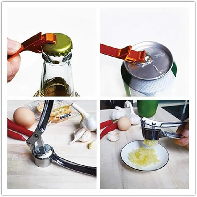 Stainless Steel Double Garlic Press Multi-Purpose , Silver