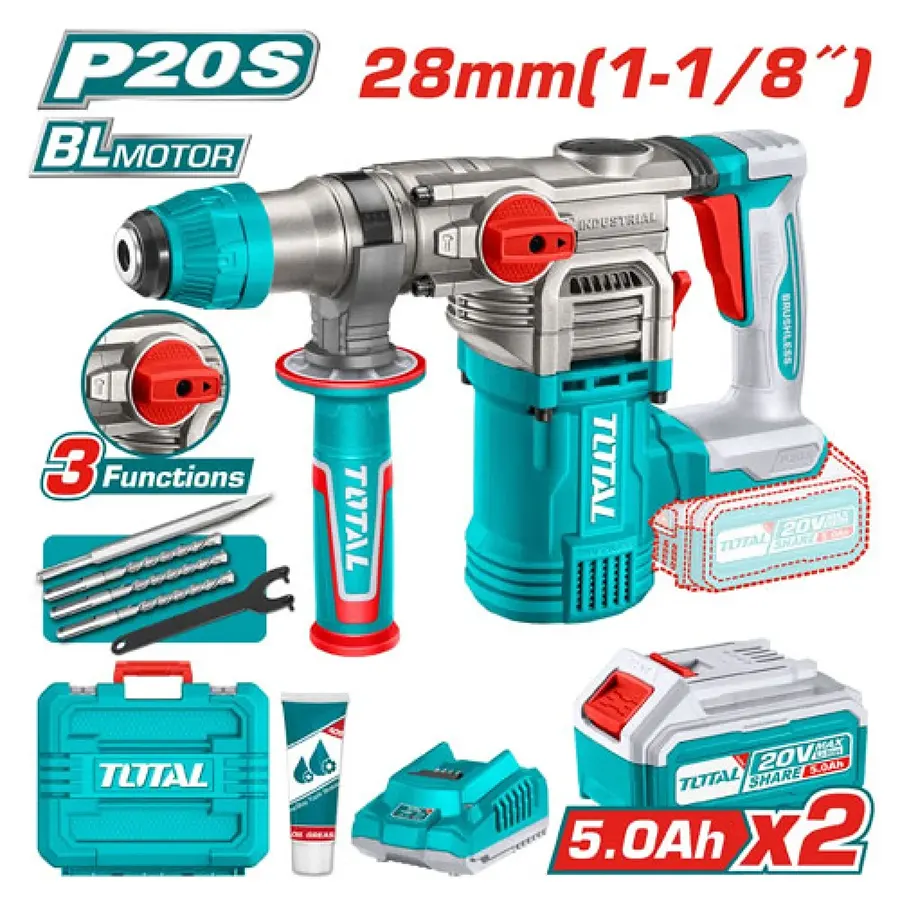 هليتي بطارية توتال تولز ، 28 ملي ، مع 2 بطارية 5 امبير ، وشاحن ، TRHLI202885