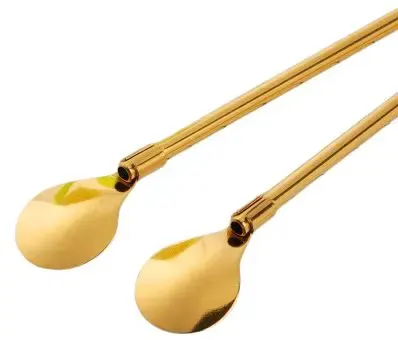 Shalimo Spoon Set, 7 Pieces With Brush, Gold, 102-1