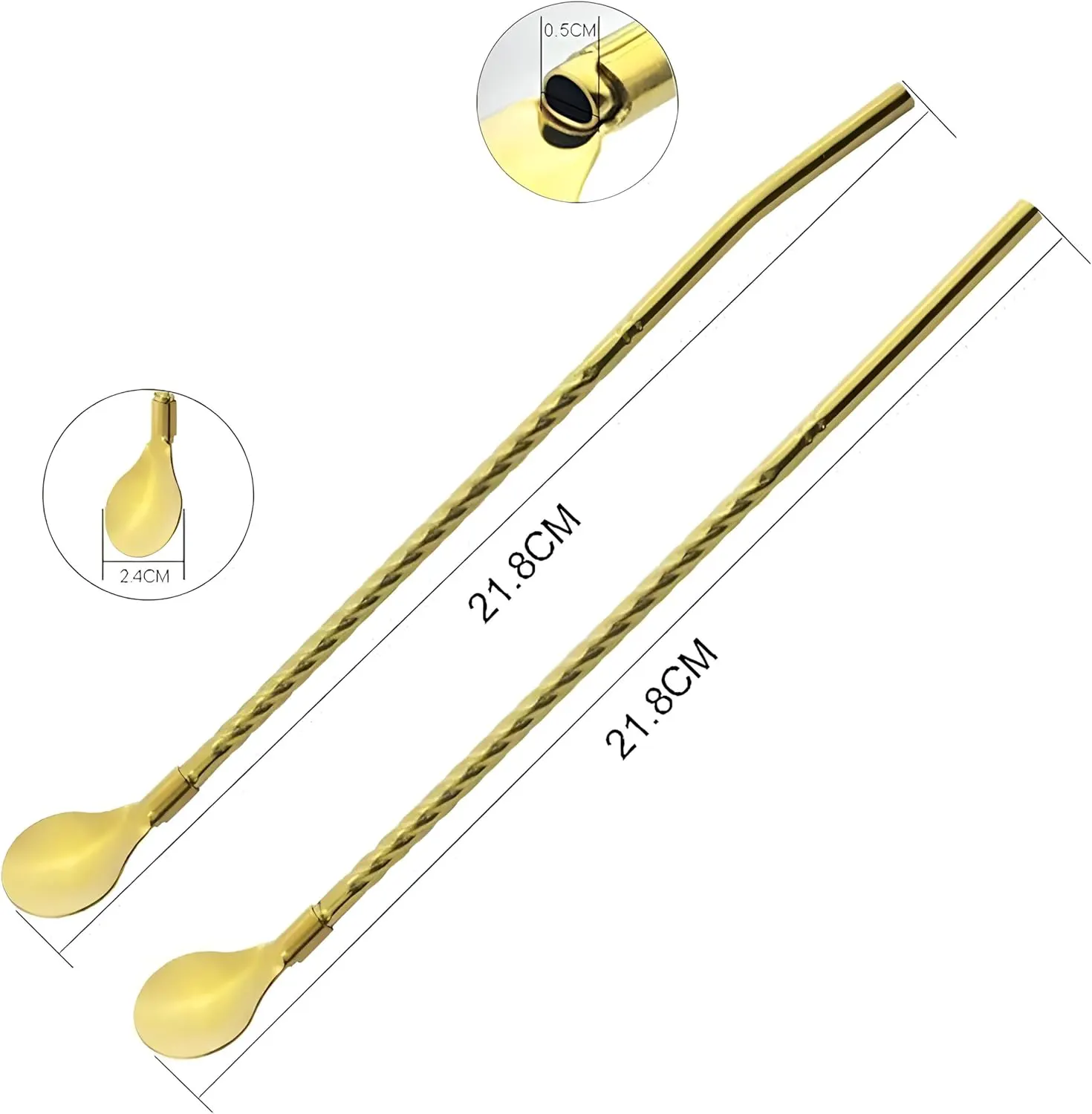 Shalimo Spoon Set, 7 Pieces With Brush, Gold, 102-1