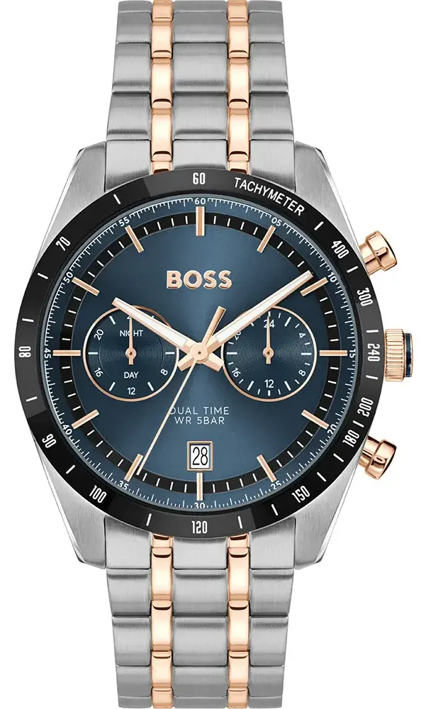 ساعة هوغو بوس رجالي، مينا ازرق، عقارب دائرية، سوار ستانلس ستيل فضي، HB151.4288