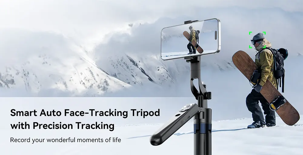 Telesin Smart Face Tracking Tripod, 360° Rotation, Remote Control, Adjustable Height, P3-MS-01